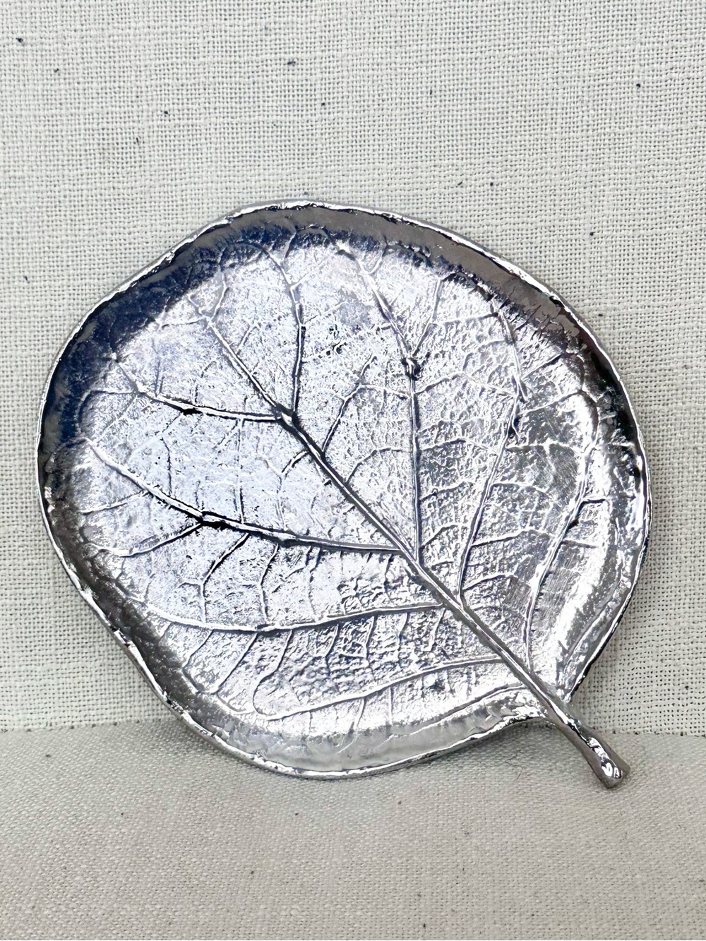 Michael Aram Botanical Leaf Tray Catch All Silver Tone Signed